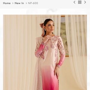 Pakistani Pink Embroidered Women's muse style shawl kameez